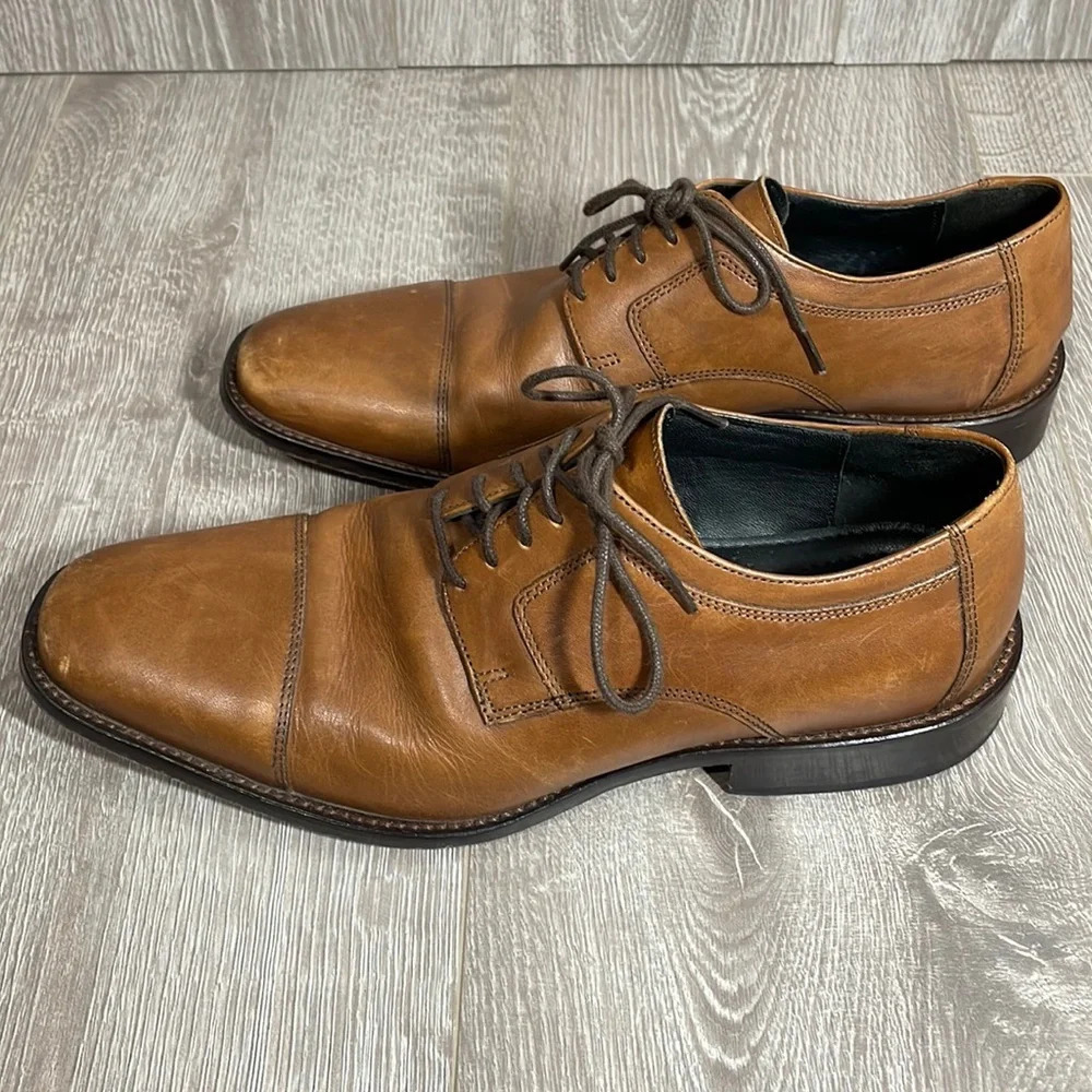 J. Murphy by Johnston & Murphy Leather Novick Lace Up Cap Toe Oxfords Brown 8M